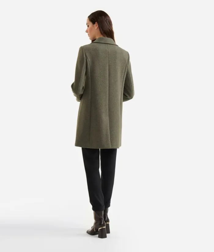 Woman Coats and Jackets Alviero Martini Herringbone Felt Coat Moss Green