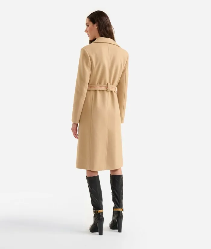 Woman Coats and Jackets Alviero Martini Long Velour Coat Camel