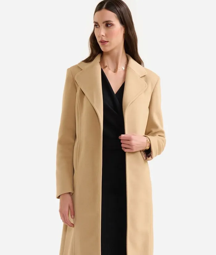 Woman Coats and Jackets Alviero Martini Long Velour Coat Camel