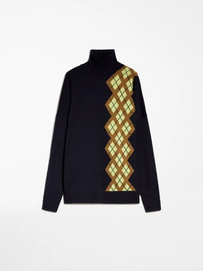 Woman Contrasting Diamondpatterned Oversized Sweater Ultramarine Maxmara Knitwear And Sweatshirts Woman Contrasting Diamondpatterned Oversized Sweater Ultramarine Maxmara Knitwear And Sweatshirts