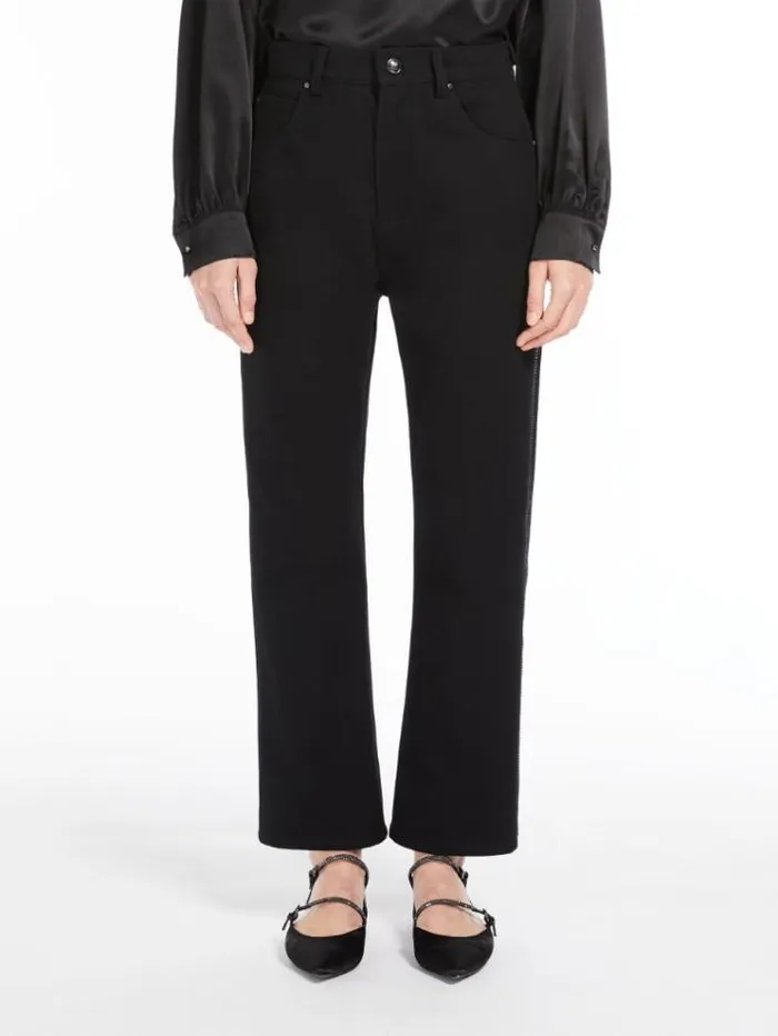 Woman Cotton Drill Tuxedo Jeans Black Maxmara Trousers