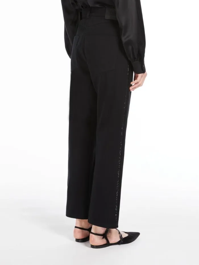 Woman Cotton Drill Tuxedo Jeans Black Maxmara Trousers Woman Cotton Drill Tuxedo Jeans Black Maxmara Trousers