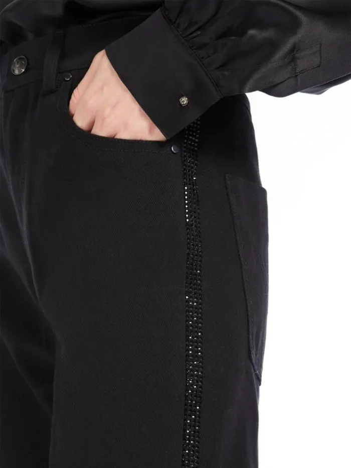 Woman Cotton Drill Tuxedo Jeans Black Maxmara Trousers Woman Cotton Drill Tuxedo Jeans Black Maxmara Trousers