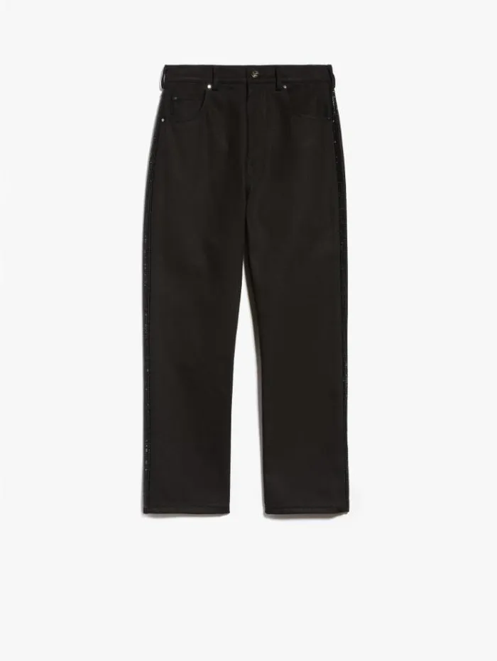 Woman Cotton Drill Tuxedo Jeans Black Maxmara Trousers Woman Cotton Drill Tuxedo Jeans Black Maxmara Trousers