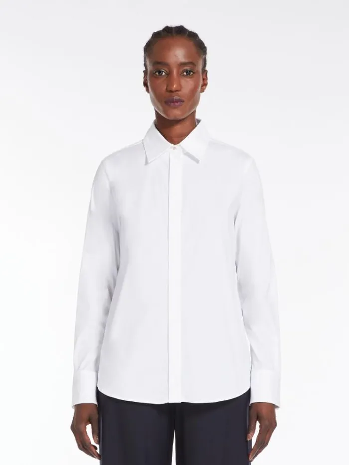 Woman Cotton Shirt Optical White Maxmara Shirts And Tops
