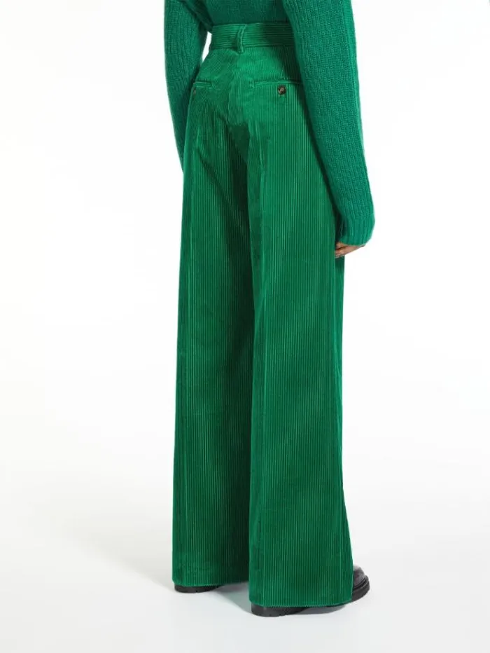 Woman Cotton Velvet Trousers Emerald Maxmara Trousers Woman Cotton Velvet Trousers Emerald Maxmara Trousers