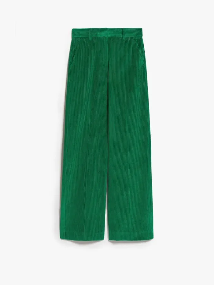 Woman Cotton Velvet Trousers Emerald Maxmara Trousers Woman Cotton Velvet Trousers Emerald Maxmara Trousers