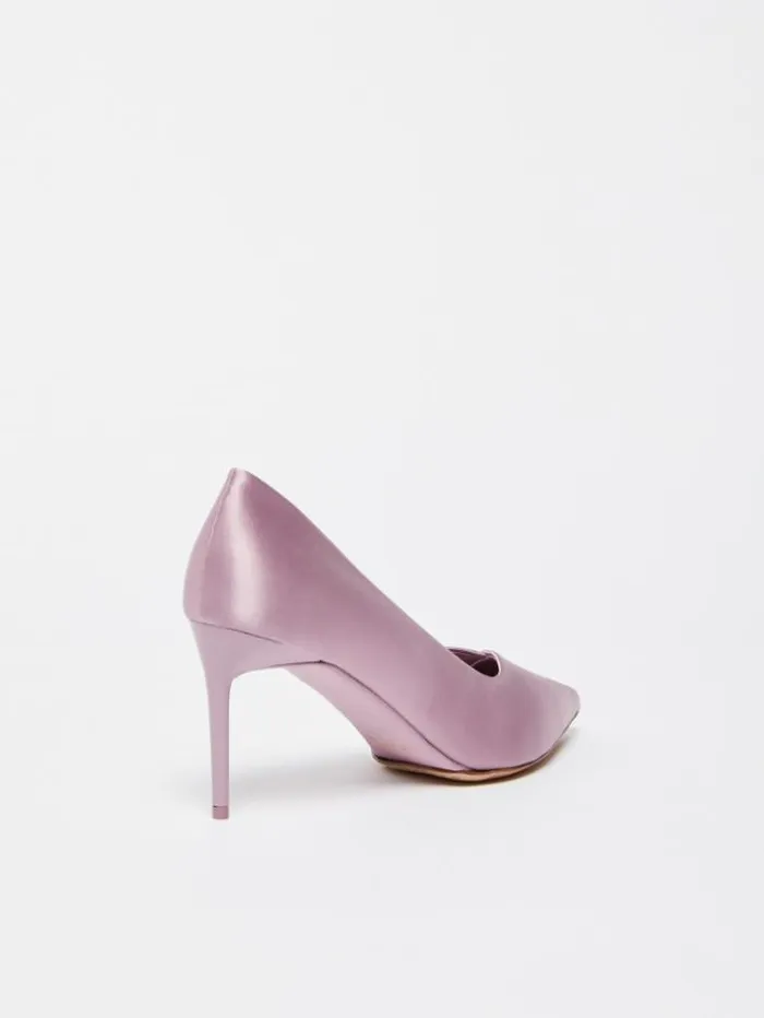 Woman Court Shoes In Silk Satin Lilac Maxmara Bridal Accessories Woman Court Shoes In Silk Satin Lilac Maxmara Bridal Accessories