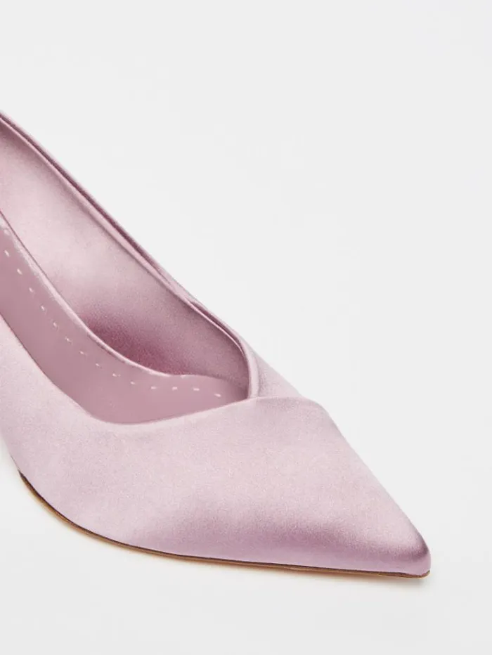 Woman Court Shoes In Silk Satin Lilac Maxmara Bridal Accessories Woman Court Shoes In Silk Satin Lilac Maxmara Bridal Accessories