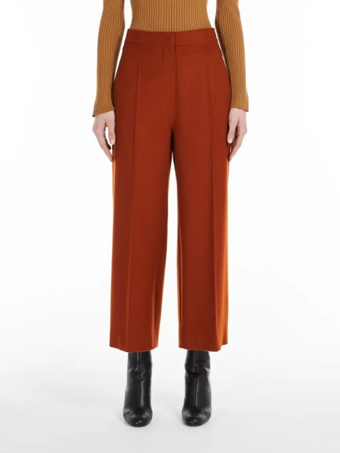 Woman Cropped Wool Trousers Terra Cotta Maxmara Trousers