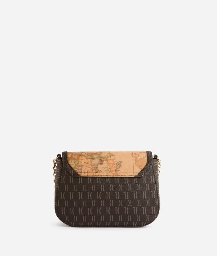 Woman Crossbody Bags Alviero Martini Moments Bag Monogram 1c Fabric Crossbody Bag With Chain Chocolate