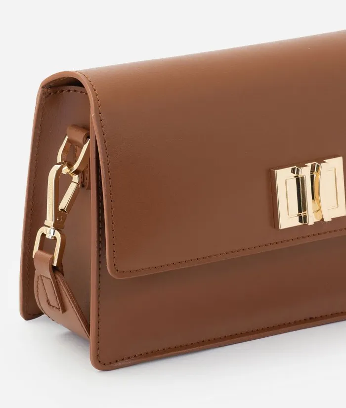 Woman Crossbody Bags Alviero Martini Winter Spirit Small Smooth Leather Flap Crossbody Bag Chestnut