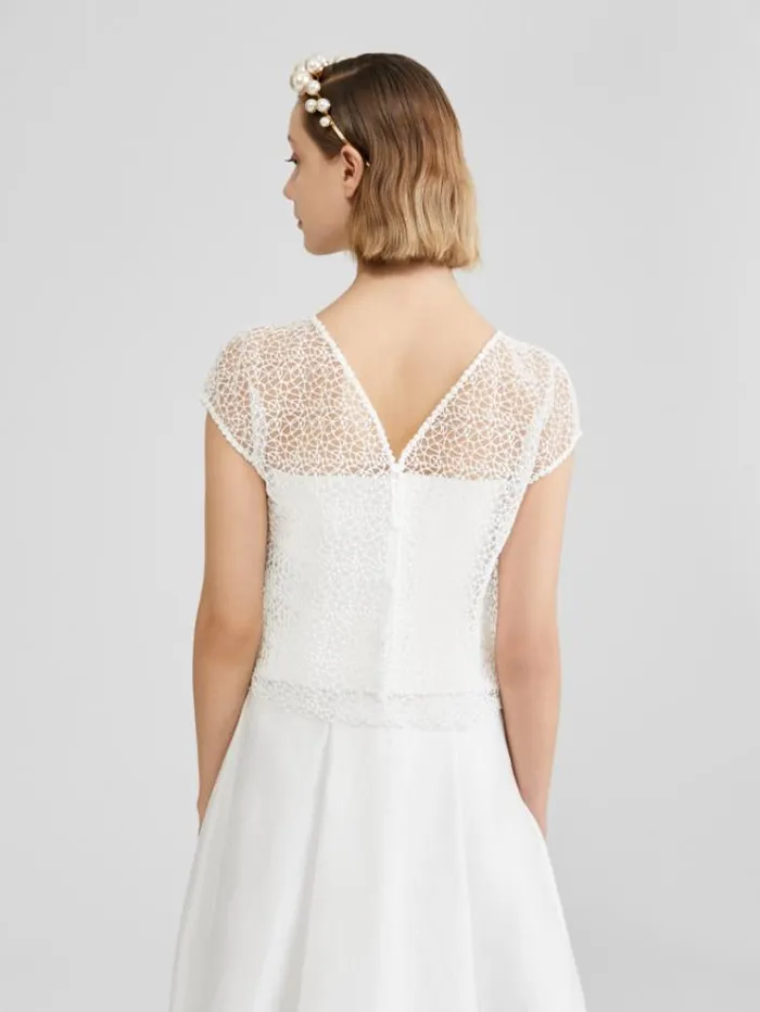 Woman Embroidered Tulle Top White Maxmara Bridal Clothing Woman Embroidered Tulle Top White Maxmara Bridal Clothing