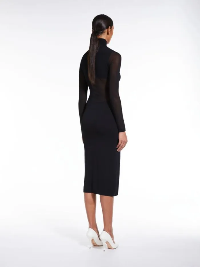Woman Fitted Dress In Stretch Viscose Black Maxmara Dresses Woman Fitted Dress In Stretch Viscose Black Maxmara Dresses