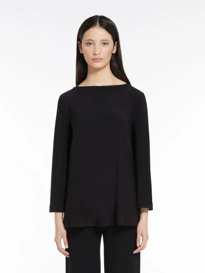 Woman Flared Stretch Jersey Blouse Black Maxmara Tshirts