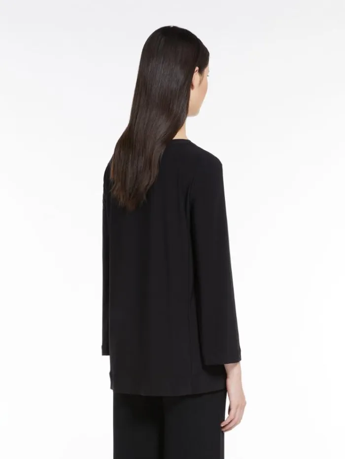 Woman Flared Stretch Jersey Blouse Black Maxmara Tshirts