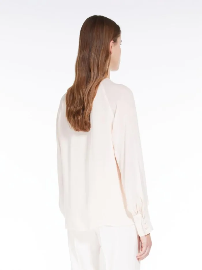 Woman Georgette Blouse With Wide Sleeves Powder Maxmara Shirts And Tops Woman Georgette Blouse With Wide Sleeves Powder Maxmara Shirts And Tops