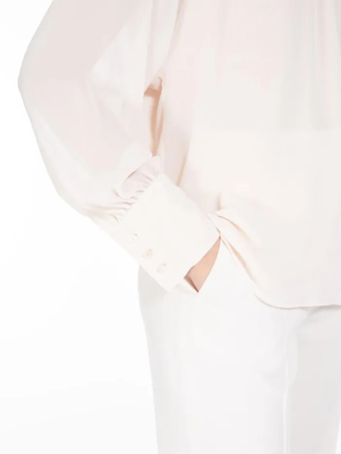 Woman Georgette Blouse With Wide Sleeves Powder Maxmara Shirts And Tops Woman Georgette Blouse With Wide Sleeves Powder Maxmara Shirts And Tops