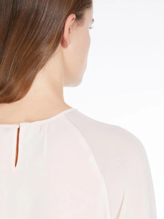 Woman Georgette Blouse With Wide Sleeves Powder Maxmara Shirts And Tops Woman Georgette Blouse With Wide Sleeves Powder Maxmara Shirts And Tops