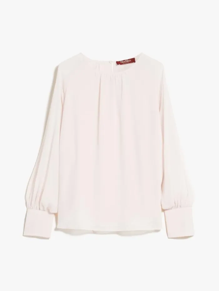 Woman Georgette Blouse With Wide Sleeves Powder Maxmara Shirts And Tops Woman Georgette Blouse With Wide Sleeves Powder Maxmara Shirts And Tops