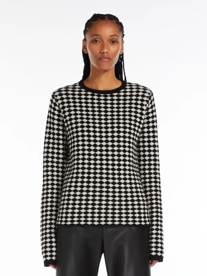 Woman Jacquardknit Wool And Cashmere Sweater Black Maxmara Knitwear And Sweatshirts Woman Jacquardknit Wool And Cashmere Sweater Black Maxmara Knitwear And Sweatshirts