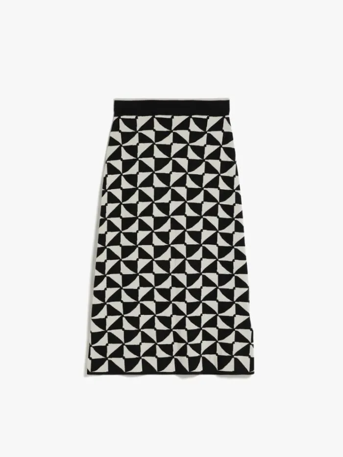 Woman Jacquard Wool Yarn Skirt Ecru Maxmara Skirts Woman Jacquard Wool Yarn Skirt Ecru Maxmara Skirts
