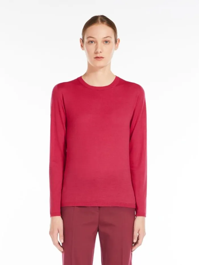Woman Lightweight Wool Jumper Raspberry Maxmara Knitwear And Sweatshirts