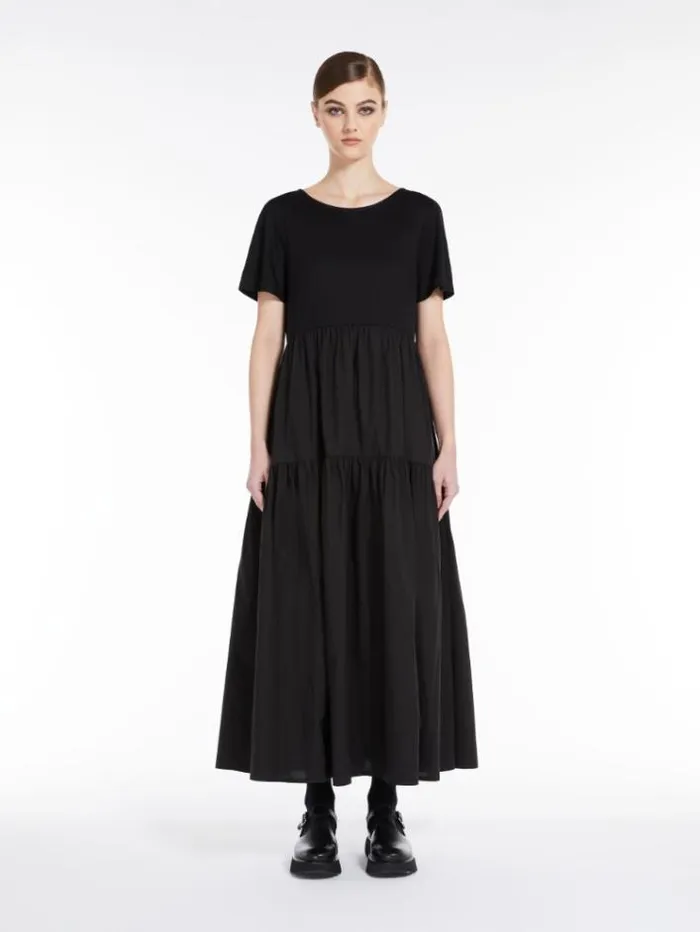Woman Long Dress In Jersey And Cotton Black Maxmara Dresses