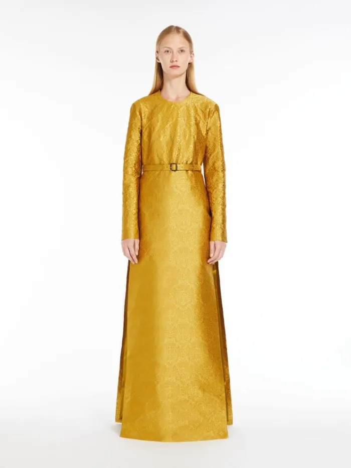 Woman Long Jacquard Dress Lime Green Maxmara Dresses