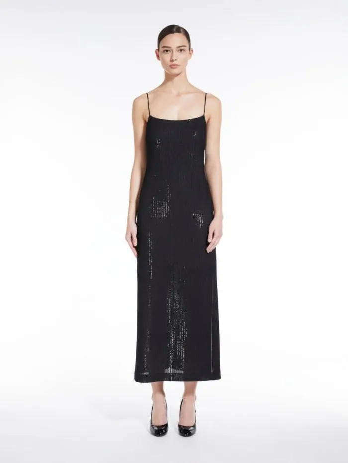 Woman Long Sequined Dress Black Maxmara Dresses