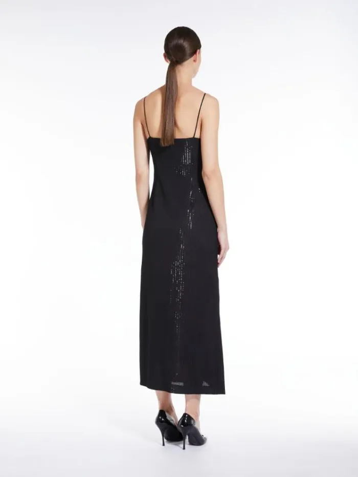 Woman Long Sequined Dress Black Maxmara Dresses Woman Long Sequined Dress Black Maxmara Dresses