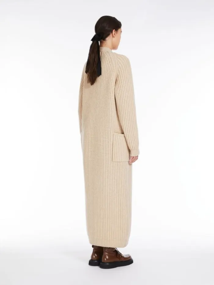Woman Long Wool And Cashmere Cardigan Honey Maxmara Knitwear And Sweatshirts Woman Long Wool And Cashmere Cardigan Honey Maxmara Knitwear And Sweatshirts