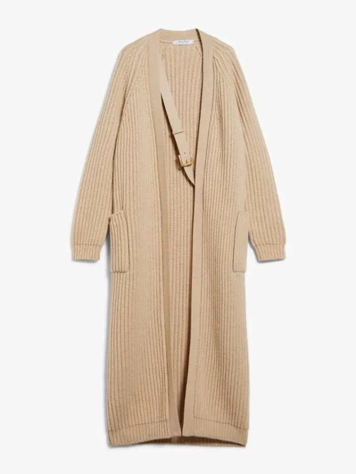 Woman Long Wool And Cashmere Cardigan Honey Maxmara Knitwear And Sweatshirts Woman Long Wool And Cashmere Cardigan Honey Maxmara Knitwear And Sweatshirts