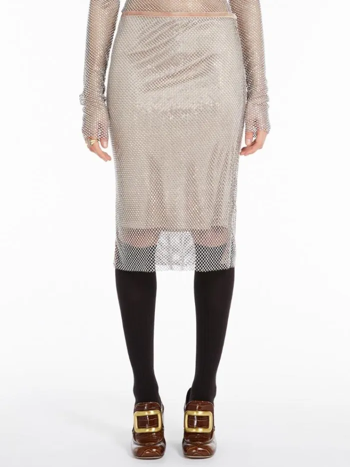 Woman Mesh Skirt With Rhinestones Nudo Maxmara Skirts