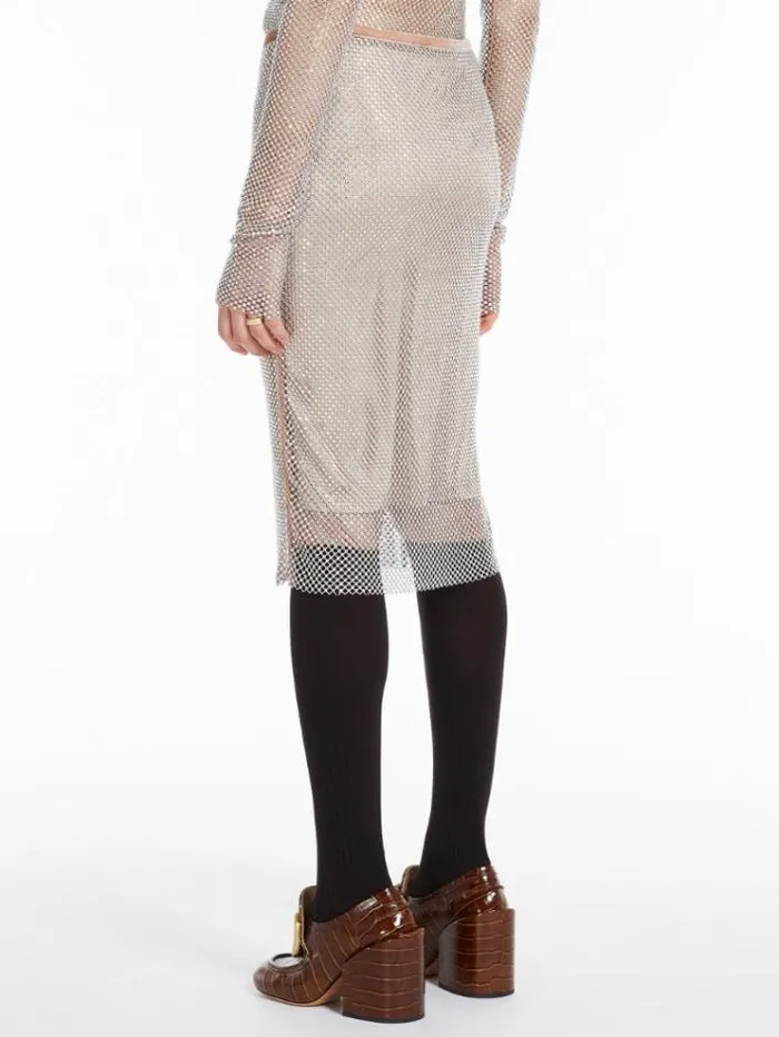 Woman Mesh Skirt With Rhinestones Nudo Maxmara Skirts Woman Mesh Skirt With Rhinestones Nudo Maxmara Skirts