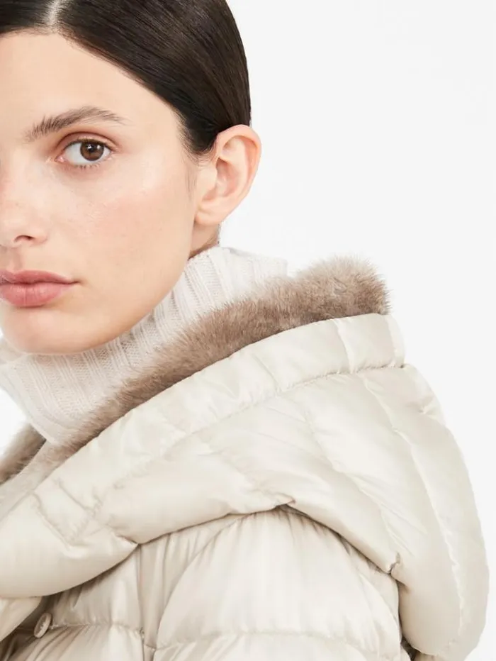 Woman Minktrimmed Hood Dark Grey Maxmara The Cube Accessories Woman Minktrimmed Hood Dark Grey Maxmara The Cube Accessories