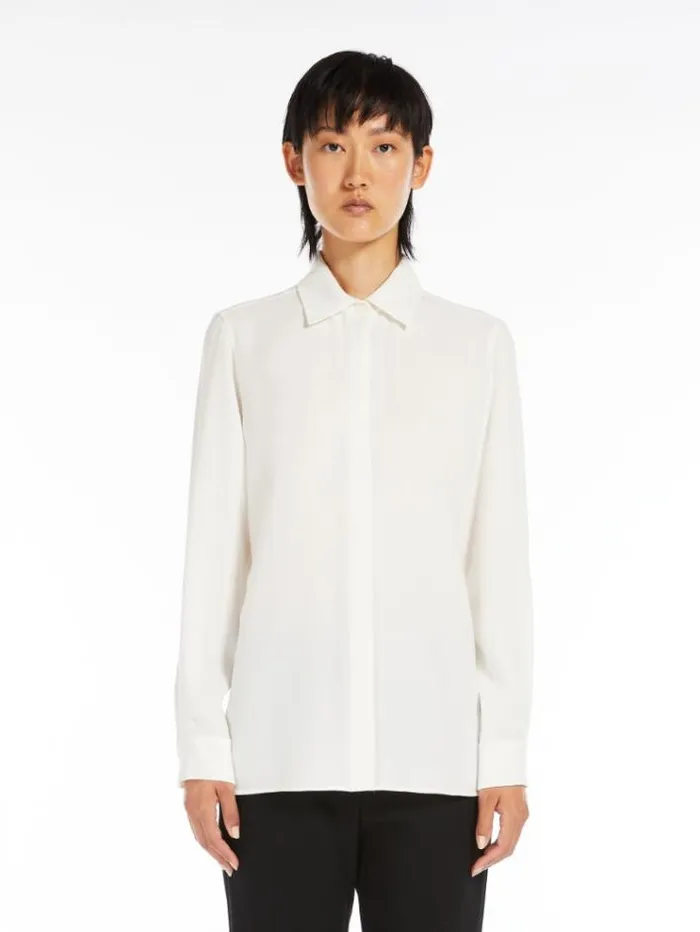 Woman Oversized Cady Shirt Silk Maxmara Shirts And Tops