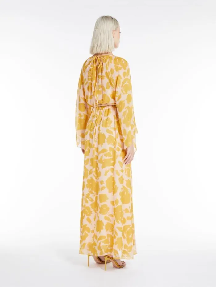 Woman Printed Georgette Dress Ochre Maxmara Dresses Woman Printed Georgette Dress Ochre Maxmara Dresses