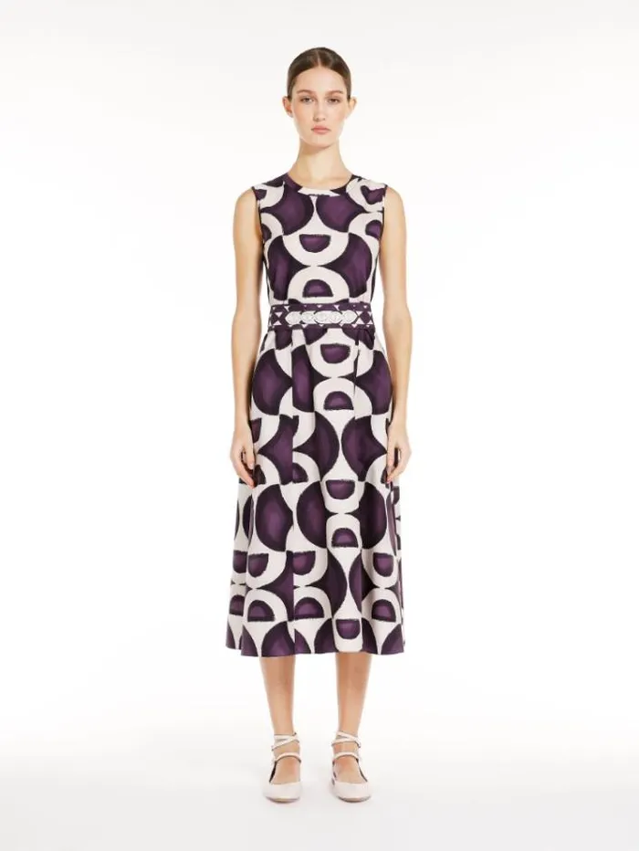 Woman Printed Poplin Dress Dark Violet Maxmara Dresses