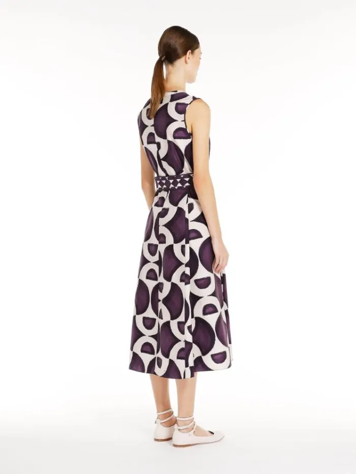 Woman Printed Poplin Dress Dark Violet Maxmara Dresses Woman Printed Poplin Dress Dark Violet Maxmara Dresses