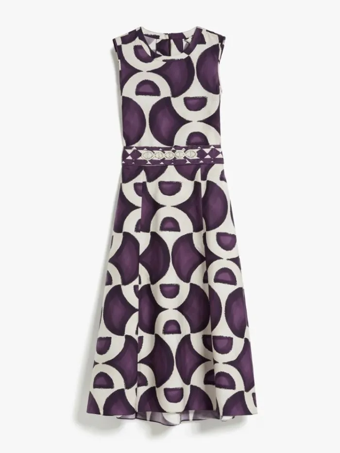 Woman Printed Poplin Dress Dark Violet Maxmara Dresses Woman Printed Poplin Dress Dark Violet Maxmara Dresses