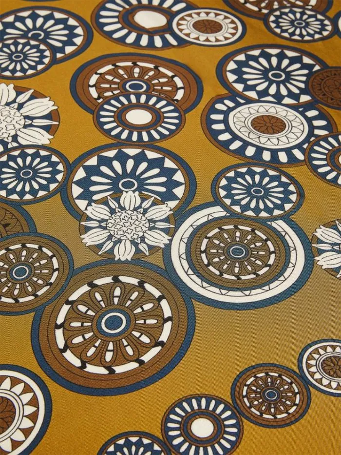 Woman Printed Silk Scarf Mustard Maxmara Scarves And Foulards