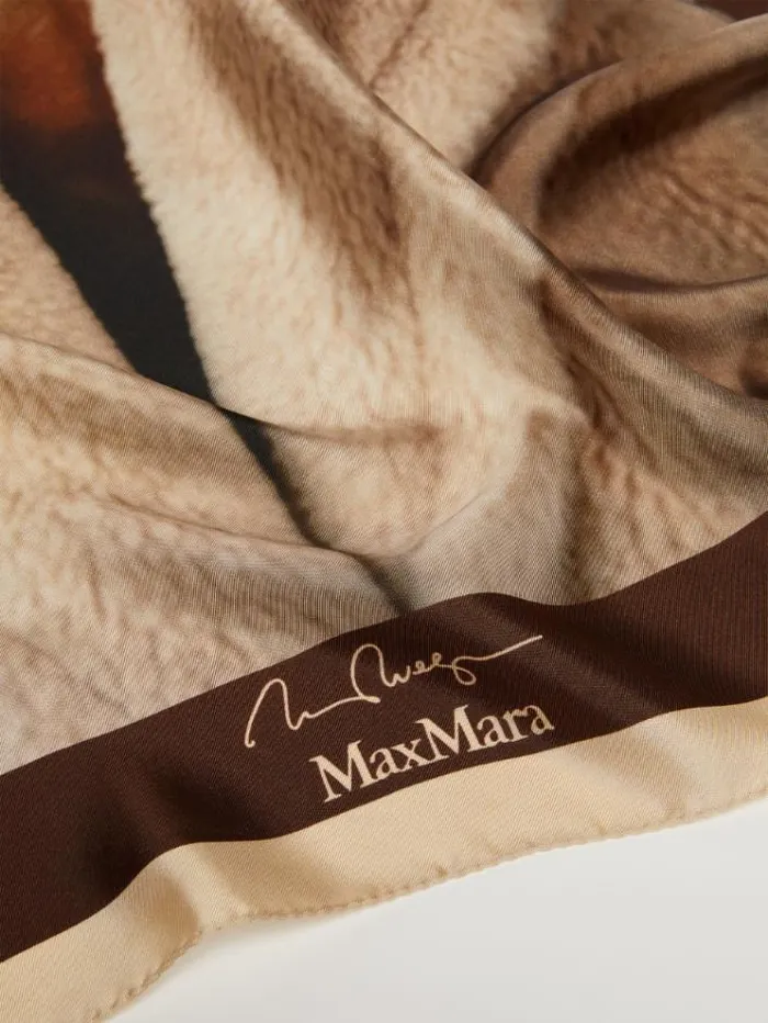 Woman Printed Silk Scarf Tobacco Maxmara Scarves And Foulards Woman Printed Silk Scarf Tobacco Maxmara Scarves And Foulards
