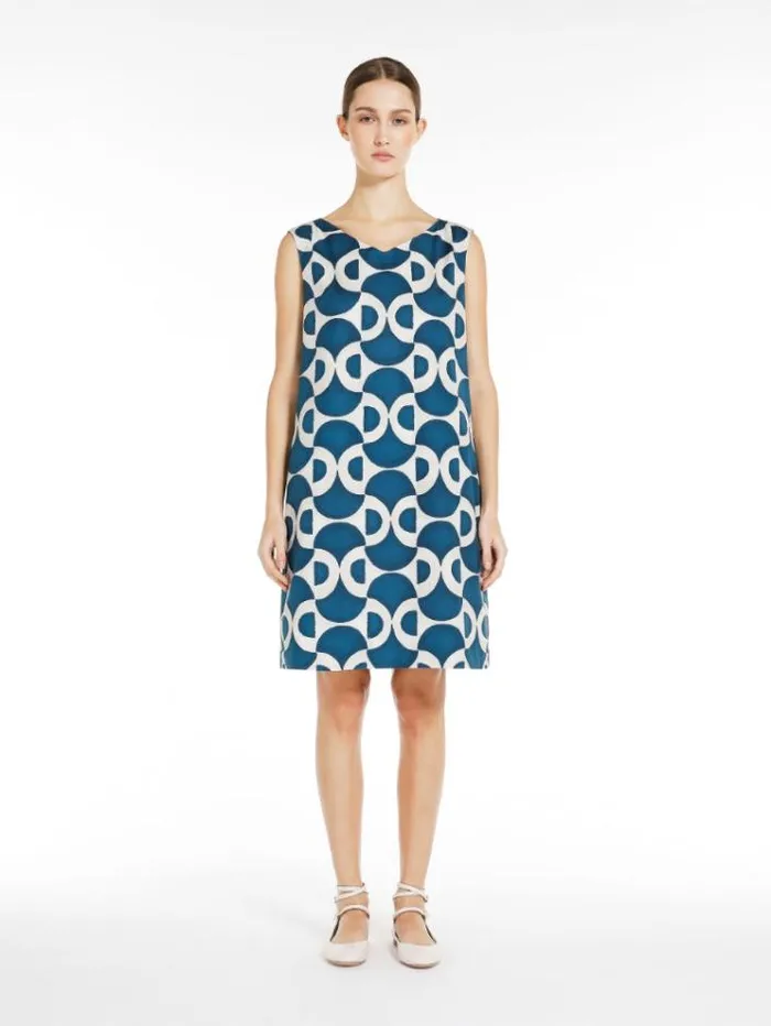 Woman Reversible Printed Poplin Dress Navy Maxmara Dresses Woman Reversible Printed Poplin Dress Navy Maxmara Dresses