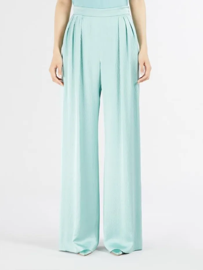 Woman Satin Trousers With Pleats Water Maxmara Trousers