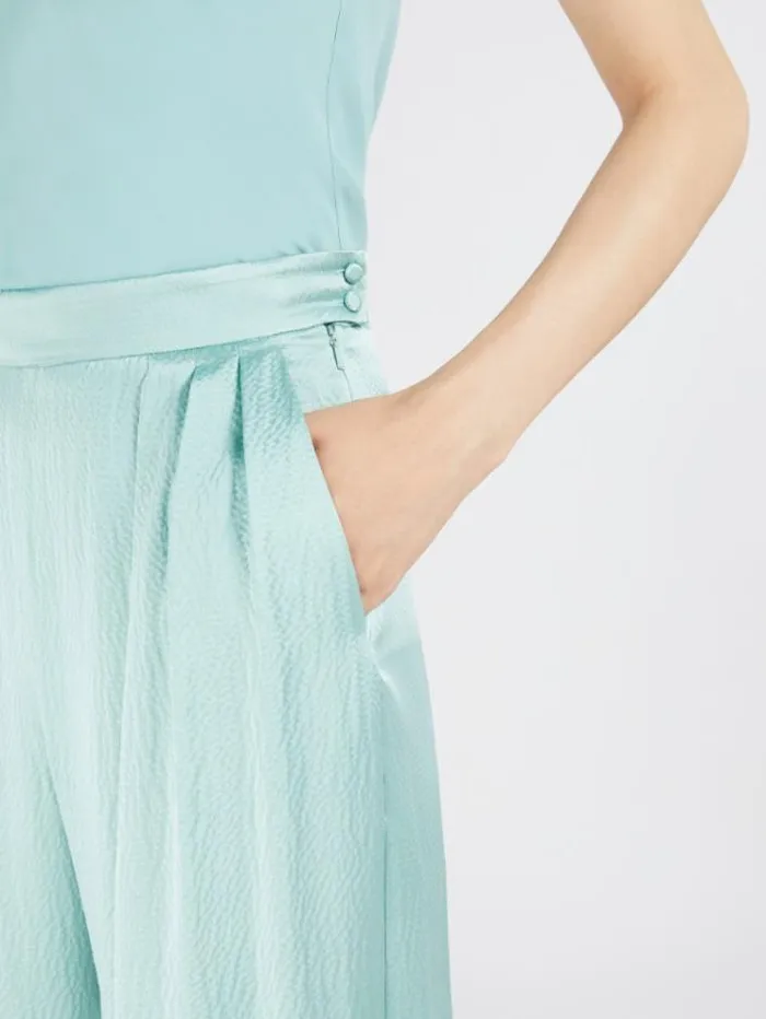 Woman Satin Trousers With Pleats Water Maxmara Trousers Woman Satin Trousers With Pleats Water Maxmara Trousers