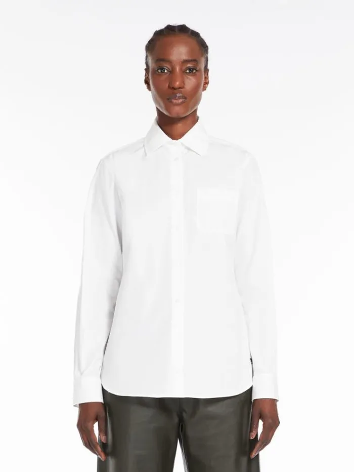 Woman Shirt In Cotton Poplin Optical White Maxmara Shirts And Tops
