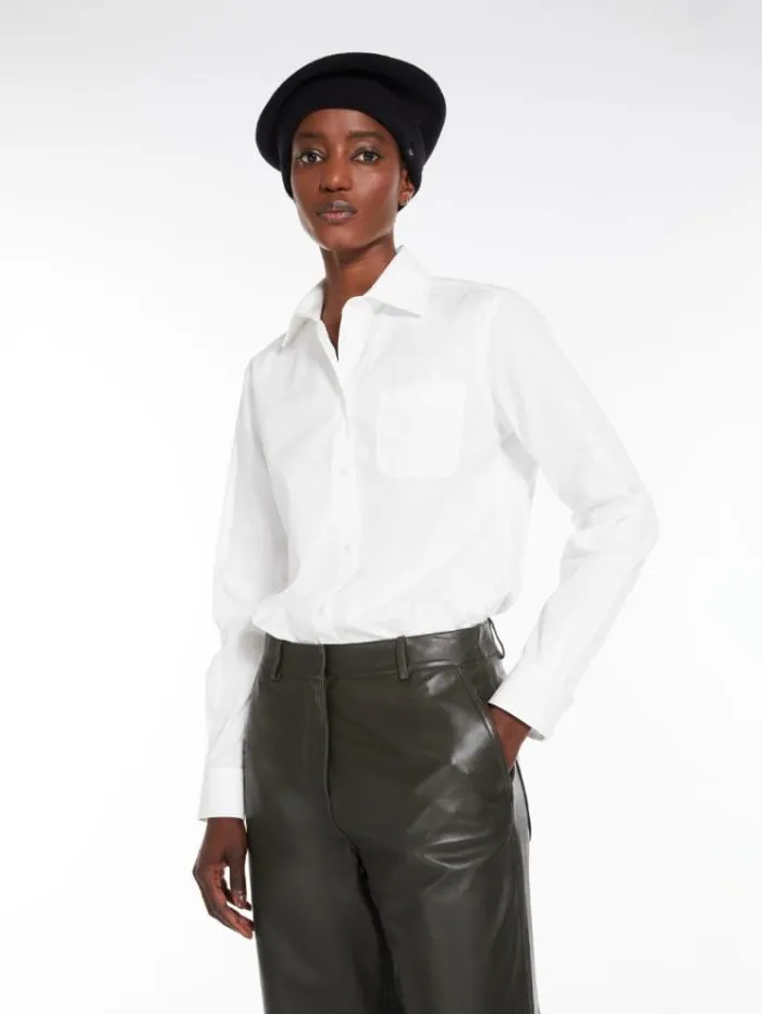 Woman Shirt In Cotton Poplin Optical White Maxmara Shirts And Tops Woman Shirt In Cotton Poplin Optical White Maxmara Shirts And Tops