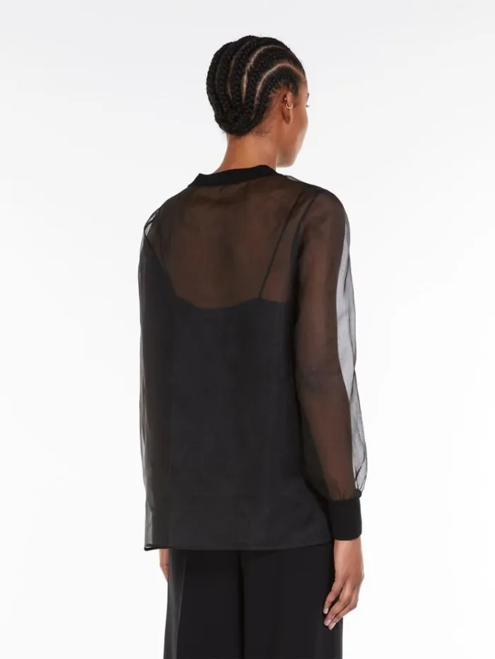 Woman Silk Organza Blouse Black Maxmara Shirts And Tops Woman Silk Organza Blouse Black Maxmara Shirts And Tops