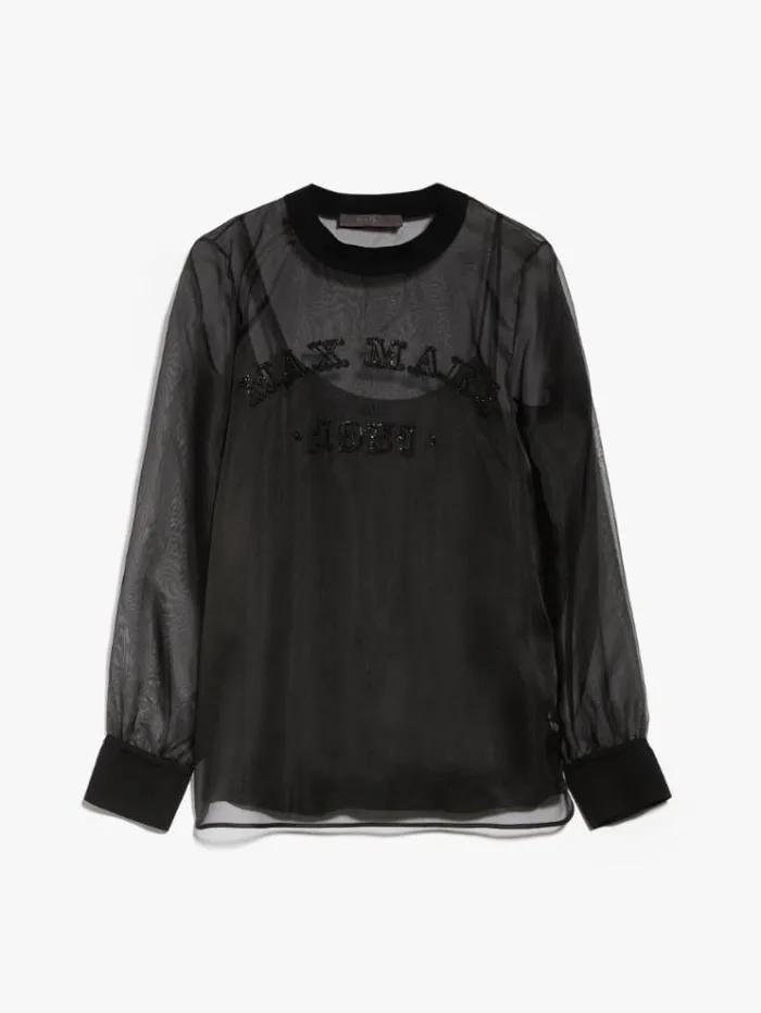 Woman Silk Organza Blouse Black Maxmara Shirts And Tops Woman Silk Organza Blouse Black Maxmara Shirts And Tops